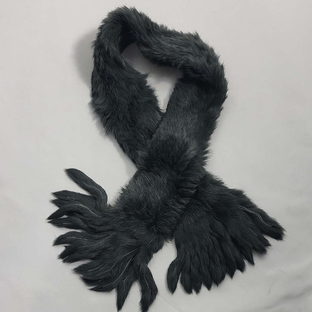 Dark Gray Luxurious Rabbit Fur Scarf